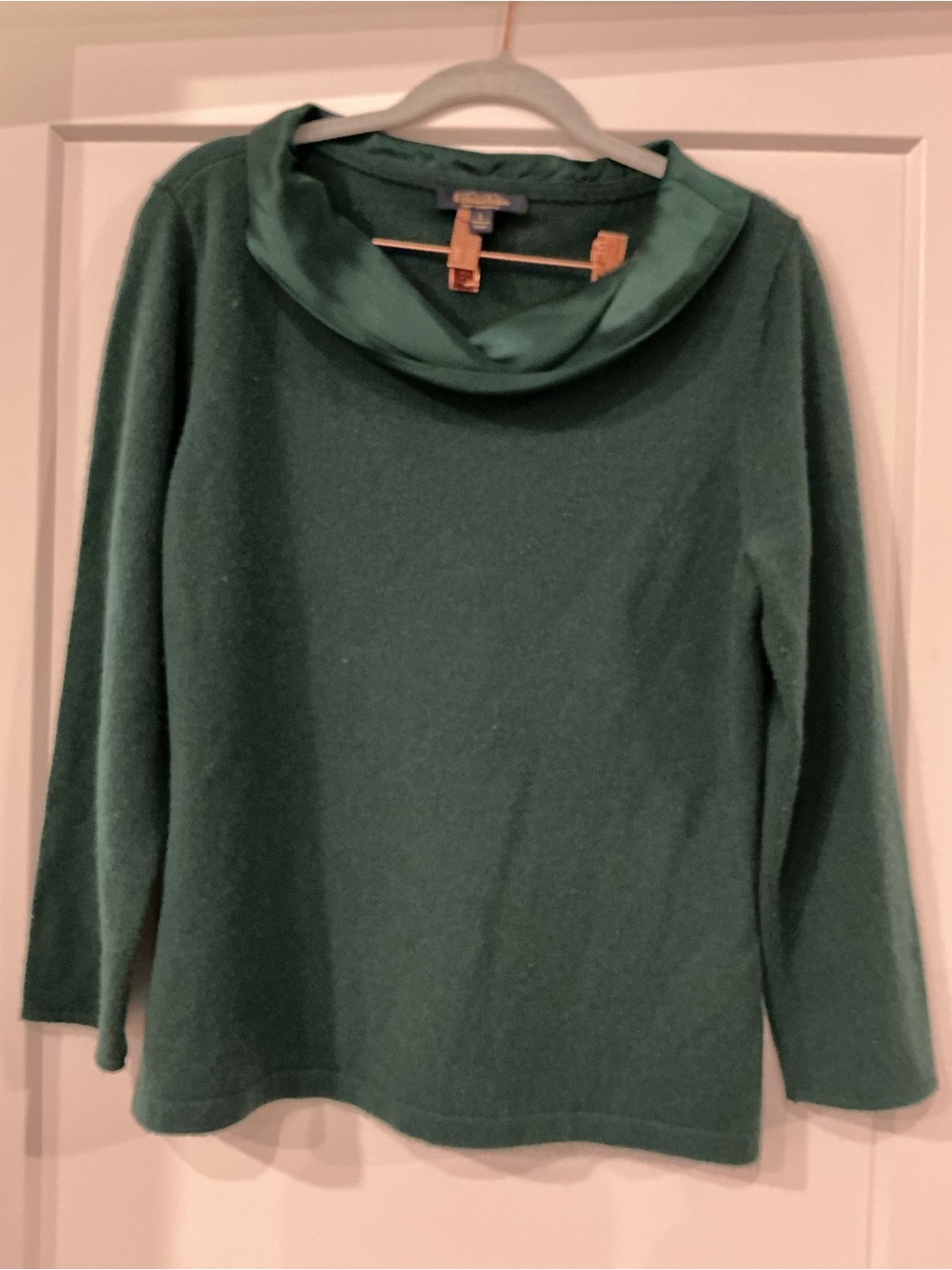 Brooks Brothers 100% Cashmere Emerald Green Cowl Neck Sweater, large